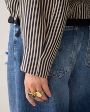 Summum Woman Boxy Two Tone Stripe Blouse - Midnight Blue