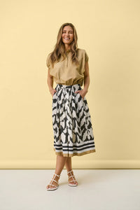 Saint Tropez Kelsie Skirt - Black Monochrome Strokes