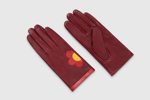 Mabel Sheppard Daisy Gloves - Burgundy/Red/Yellow