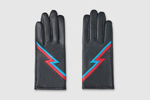 Mabel Sheppard New Ziggy Lightening Bolt Gloves - Black/Blue/Red Leather