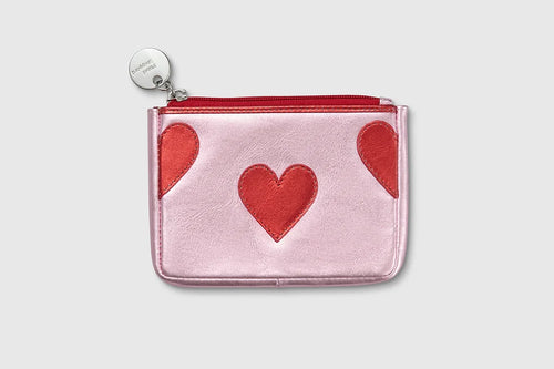 Mabel Sheppard Metallic Heart Purse - Pink/Red