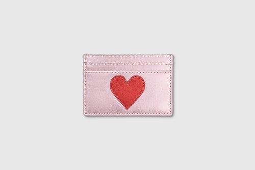 Mabel Sheppard Metallic Heart Card Holder - Pink/Red