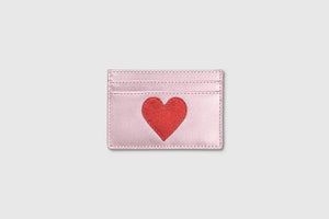 Mabel Sheppard Metallic Heart Card Holder - Pink/Red