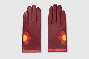 Mabel Sheppard Daisy Gloves - Burgundy/Red/Yellow