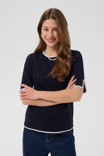 Saint Tropez Mila Contrast Stripe Pullover - Night Sky Ice