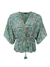 Black Colour Luna V-Neck Blouse - Sea Green