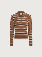 Varley Mayra Stripe Knit Polo - Camel