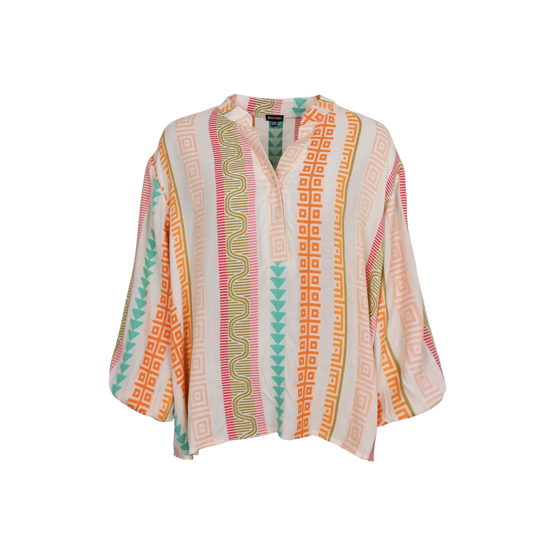 Black Colour Kos Shirt - Orange Multi