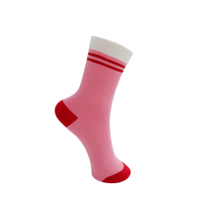 Black Colour Geena Contrast Sock - Pink/Red