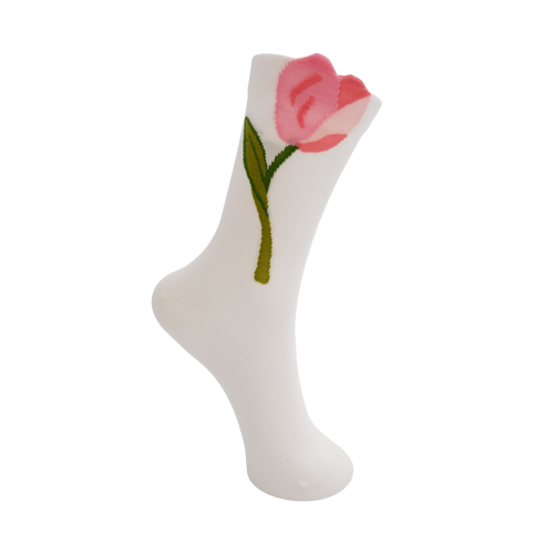 Black Colour Francie Flower Socks - Off White