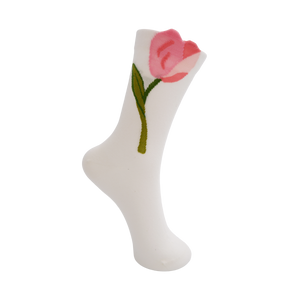 Black Colour Francie Flower Socks - Off White