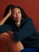 Varley Maura Half Zip Knit Sweater - Sea Blue
