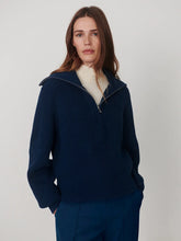Varley Maura Half Zip Knit Sweater - Sea Blue