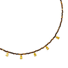 Talis Chains Beaded Necklace with CZ Drops - Tiger's Eye/Yellow