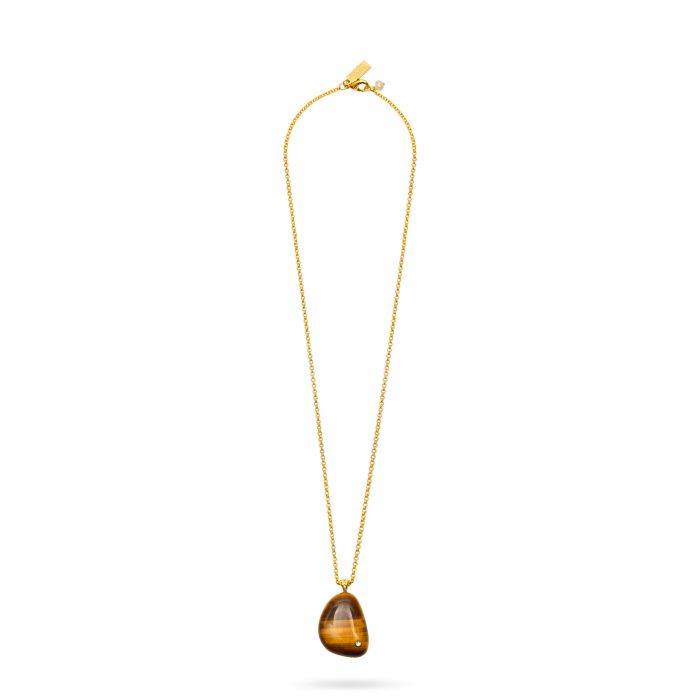 Talis Chains Rock Stone Pendant Necklace - Tiger's Eye