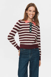 Numph NuCiara Riette Stripe Pullover - Winetasting