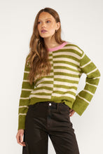 Numph NuRiette Block Stripe Pullover - Calla Green