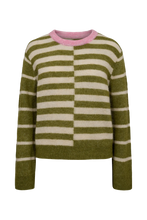 Numph NuRiette Block Stripe Pullover - Calla Green