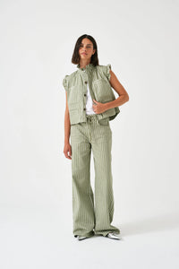 Seventy + Mochi Pablo Waistcoat - Vintage Moss Stripe