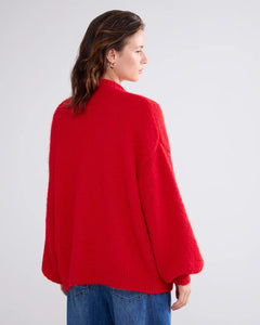 Summum Women Puff Sleeve Cardigan - Red