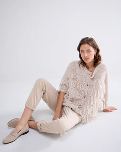 Summum Woman Cardigan With Fringes - Ivory