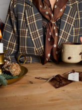 Black Colour Glace Mini Scarf - Mocca