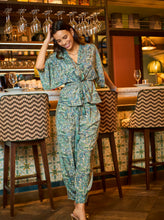 Black Colour Luna V-Neck Blouse - Sea Green