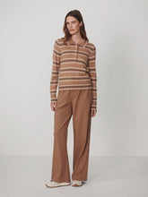 Varley Mayra Stripe Knit Polo - Camel