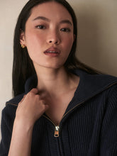 Varley Maura Half-Zip Rib Knit- Navy