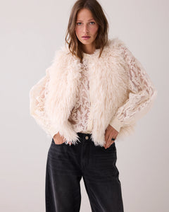 Summum Woman Afghan Faux Fur Gilet - Ivory