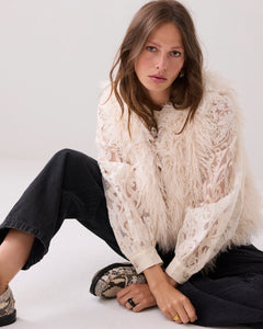 Summum Woman Afghan Faux Fur Gilet - Ivory