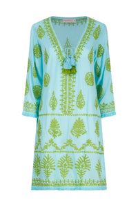 Pranella Aggie Dress - Aqua/Lime
