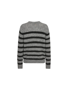 Mos Mosh Thora Stripe Crew Neck Jumper - Sharkskin