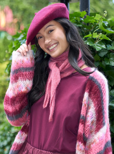 Black Colour Dell Knitted Mini Scarf - Berry