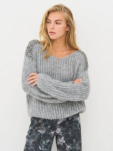 Nu Denmark Bodil Blouse Knit - Iron Grey