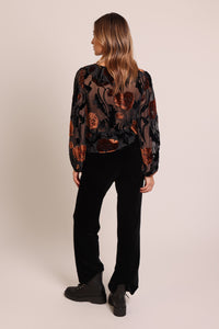 Traffic People Burnout Frill Blouse - Black
