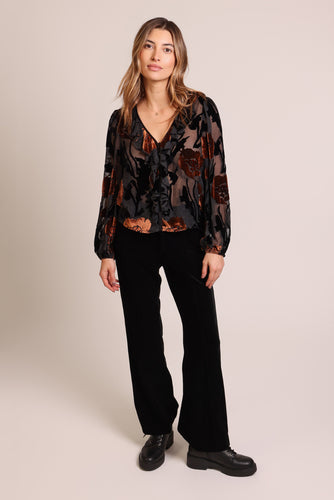 Traffic People Burnout Frill Blouse - Black