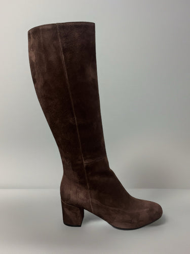 Donna Lei Camoscio Suede Knee Boots - Chocolate Brown