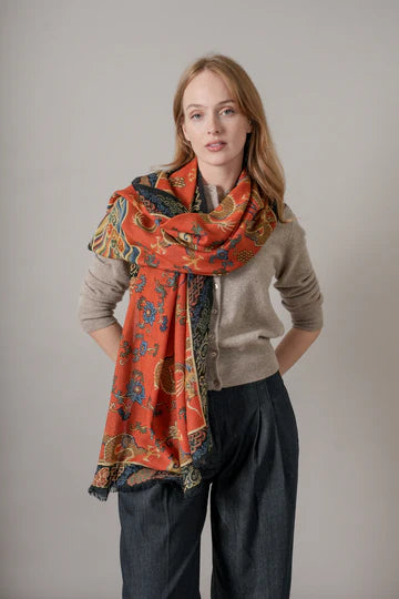 One Hundred Stars Wool Scarf - Dragon Rust