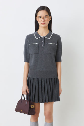 Suncoo Polka Knit Top - Carbone