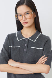 Suncoo Polka Knit Top - Carbone