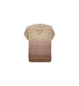 Mos Mosh - Shani Zig Zag V-neck Knit Powder Pink
