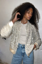 Never Fully Dressed Silver Sequin Bomber Jacket - Silver