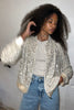 Never Fully Dressed Silver Sequin Bomber Jacket - Silver