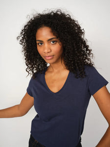 Mos Mosh Arden V Neck Tee - Navy