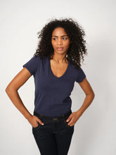 Mos Mosh Arden V Neck Tee - Navy