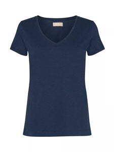 Mos Mosh Arden V Neck Tee - Navy