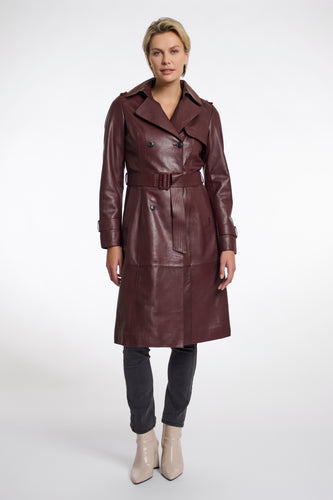 Rino & Pelle Irene Double Breasted Leather Trenchcoat - Chocolate bean