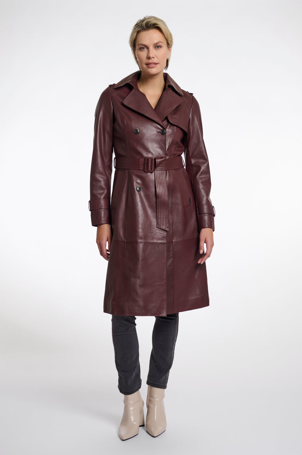 Rino & Pelle Irene Double Breasted Leather Trenchcoat - Chocolate bean
