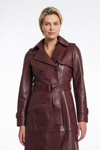 Rino & Pelle Irene Double Breasted Leather Trenchcoat - Chocolate bean